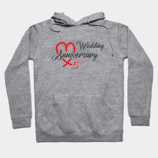 Funny Gift 5 years Wedding Marriage - 5th Wedding Anniversary Hoodie by artfarissi